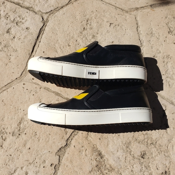 Fendi Black and White Monster Slip-On Sneakers - Picture 4 of 12